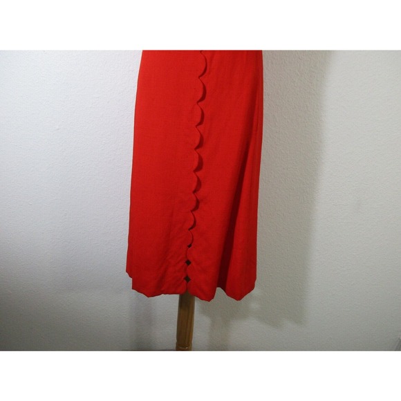 BH Wragge Dress Size M Red Sleeveless Scalloped Vintage 1960s Mod Pockets - Picture 4 of 11